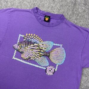 VTG Beach Gear T Shirt Mens XL Purple Lionfish Graphic Single Stitch 90s Surf